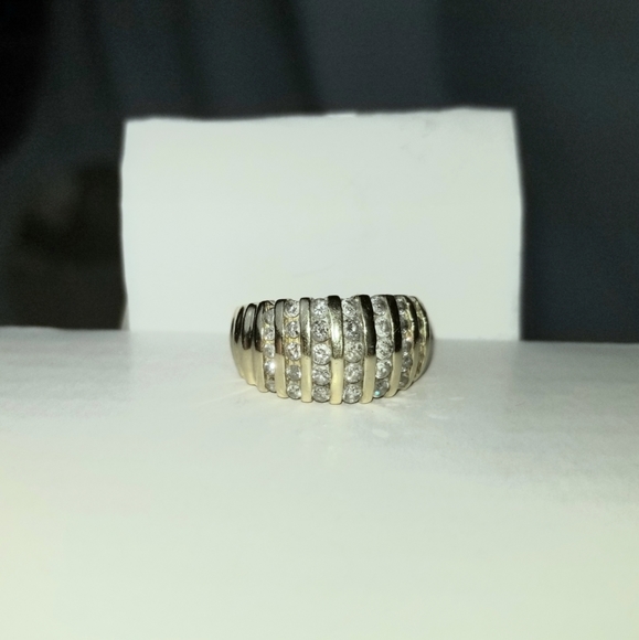 Vintage 10K Natural Channel Set Diamond Dome Ring - Picture 2 of 6